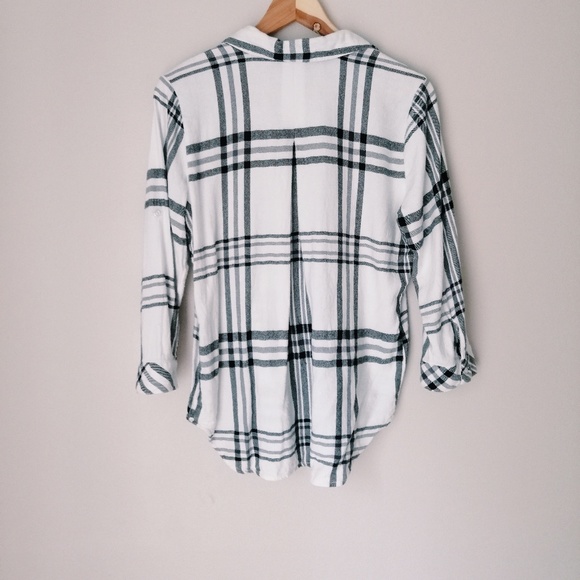 Anthropologie Plaid White Blue Button Up Shirt - Picture 4 of 5